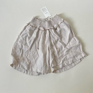 WRAP London Khaki Garment Dyed High Rise Stretch Waist Linen Shorts NWT size 6